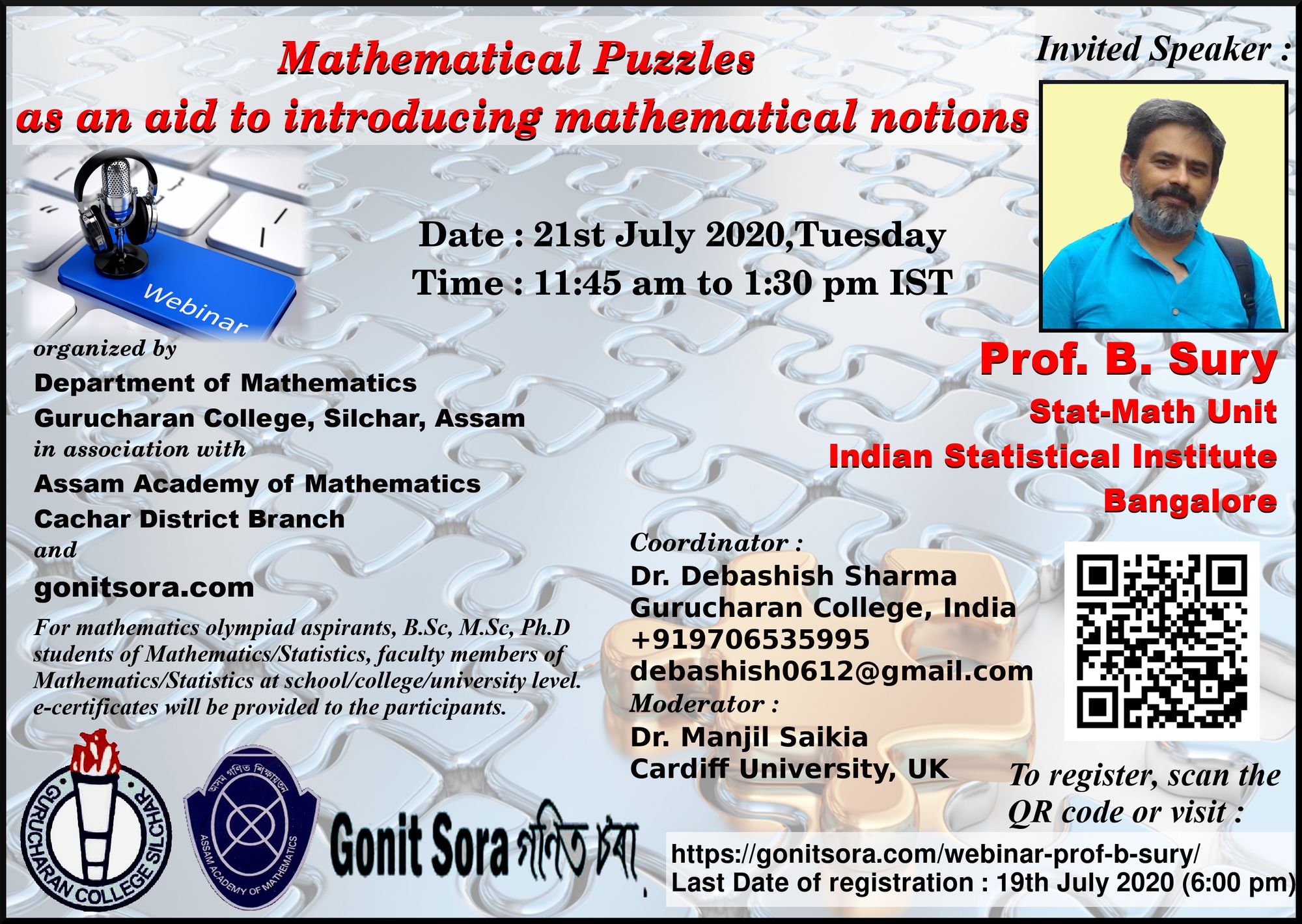 Webinar by Prof. B.Sury, ISI Bangalore