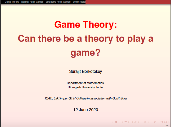 Game Theory: Can there be a theory to play a game?