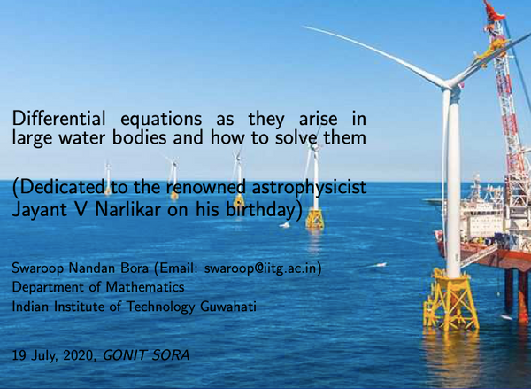 Differential equations as they arise in large water bodies and how to solve them